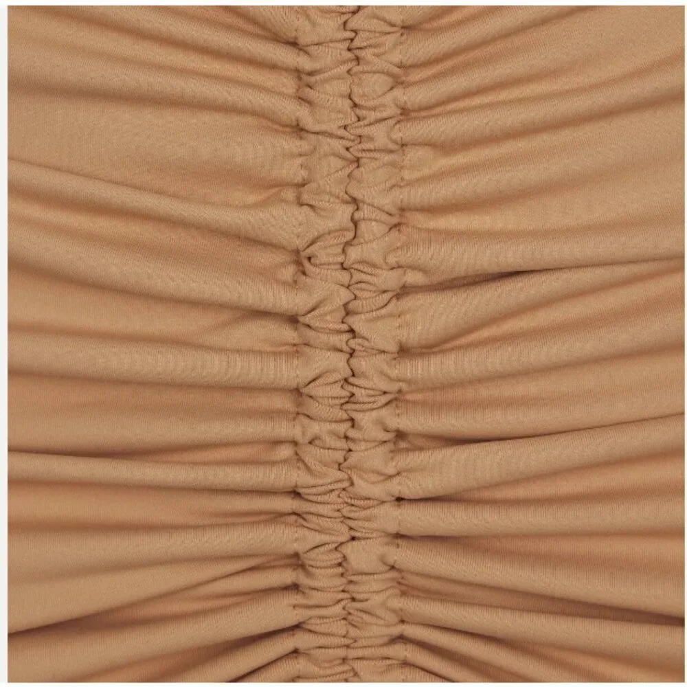 NWT SKIM Sexy Ruched Mini Skirt Cover-up Tight Fitting Almond Brown Size 2XL XXL
